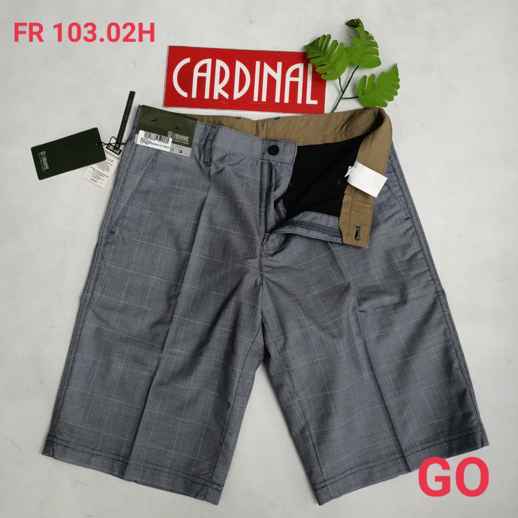 gof 32 CARDINAL FBBXX Celana Pendek Polos Stretch Kotak Motif Original Celana Santai Laki-Laki