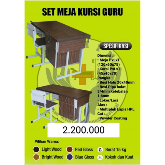 

set meja kursi guru