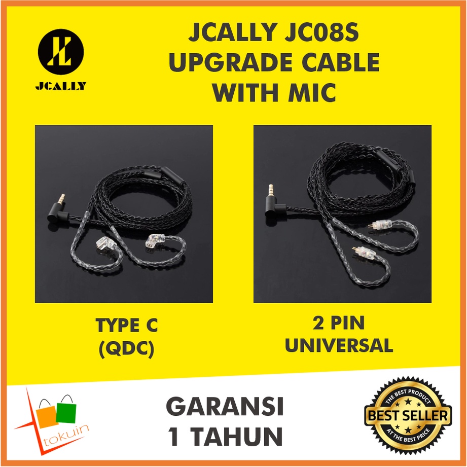 JCALLY JC08S Upgrade Cable with Mic Kabel QDC 2 PIN KZ TRN CCA TFZ MT1