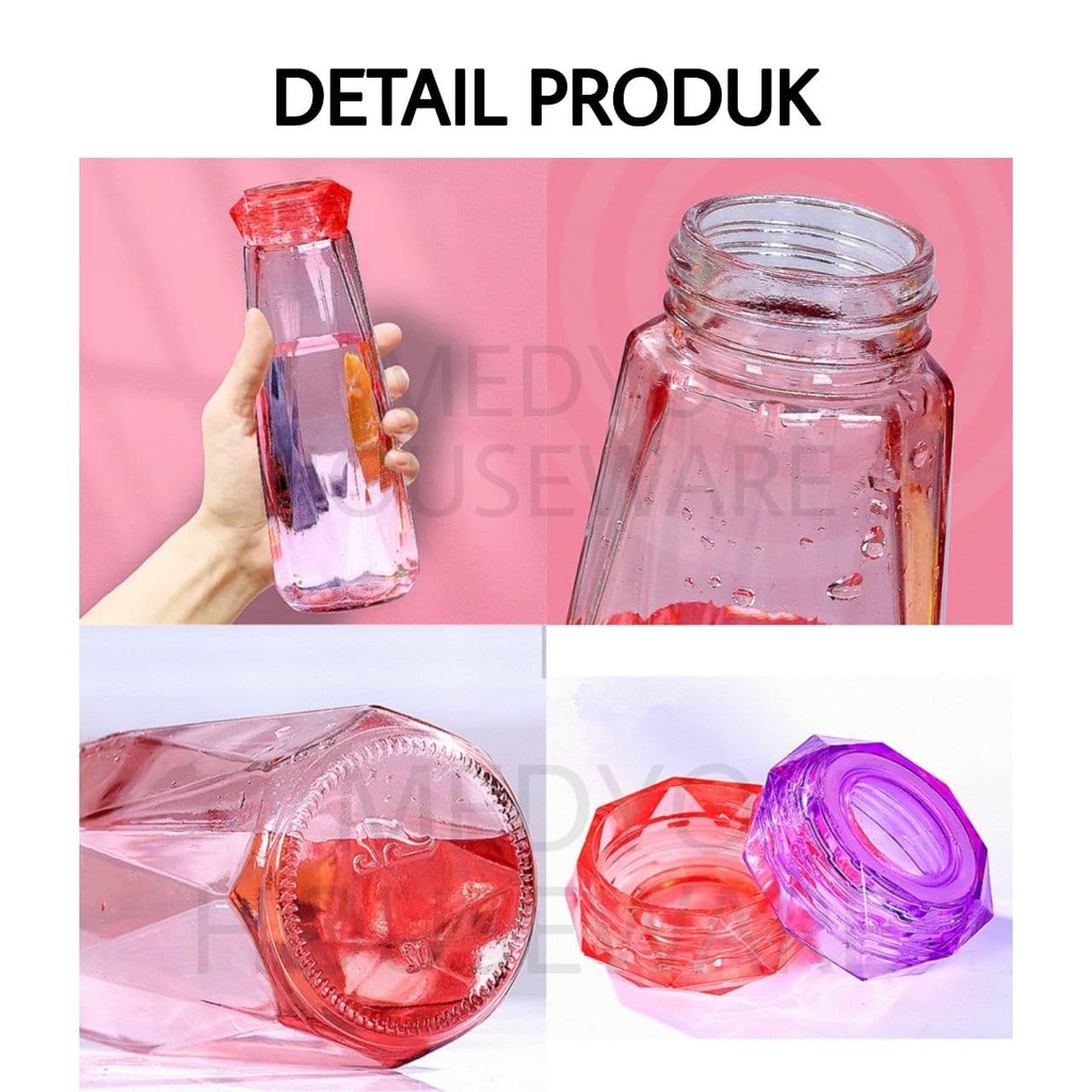 Botol Minum Kaca Kristal Diamond Botol Tumbler Unik Crystal 450ml-3