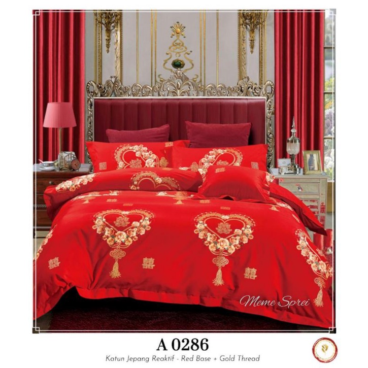 Sprei Wedding RUMBAI+Bedcover Chinese Wedding Suangxi Naga Hong