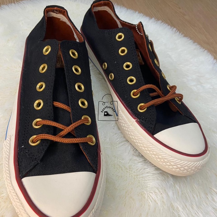 white converse brown laces