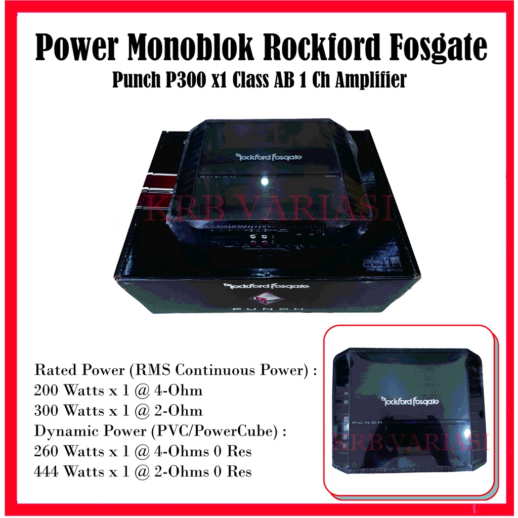 Power Monoblok Rockford Fosgate Punch P300 x1 Class AB 1 Ch Amplifier / Power Mobil / Power Highqual
