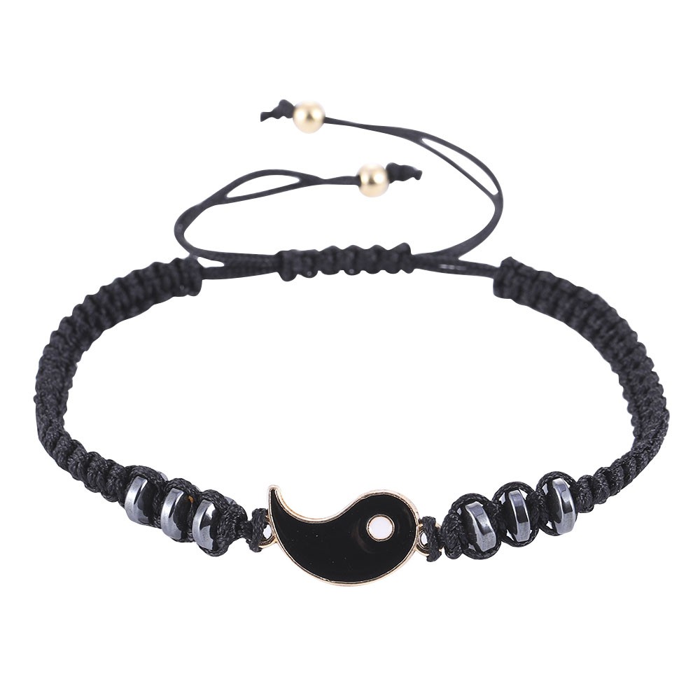 2Pcs Set Gelang Tali Magnet Pria Wanita Teman Pasangan Gadis Hitam Couple