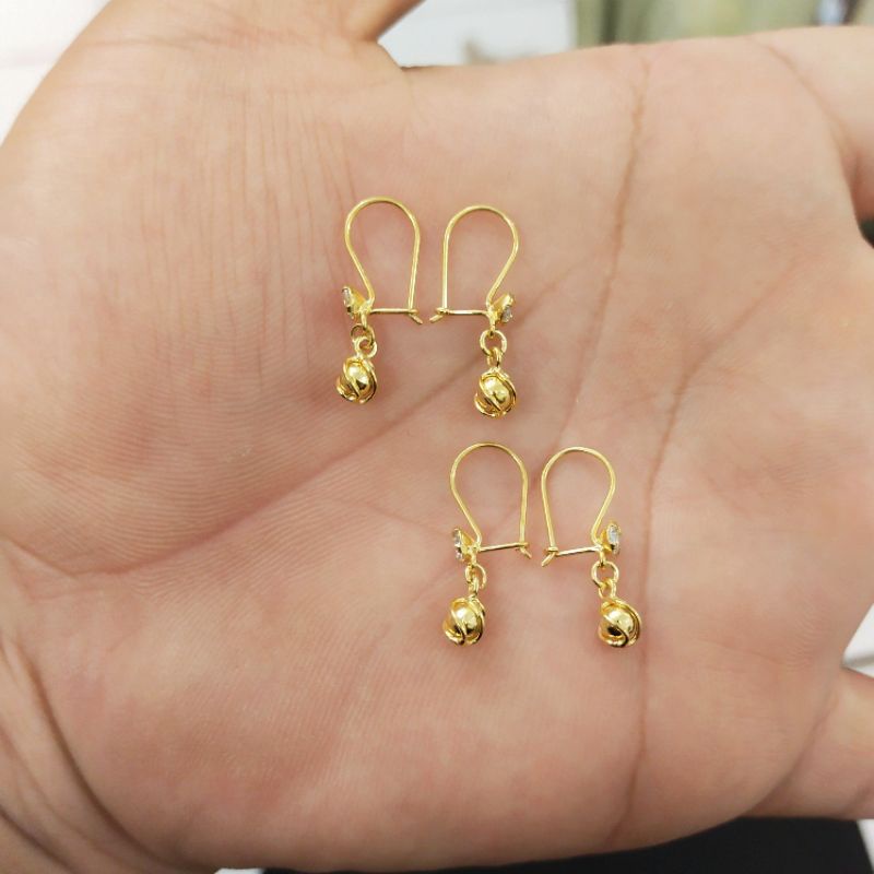 ANTING KAIT BOLA PERAK 925 LAPIS MAS 24K