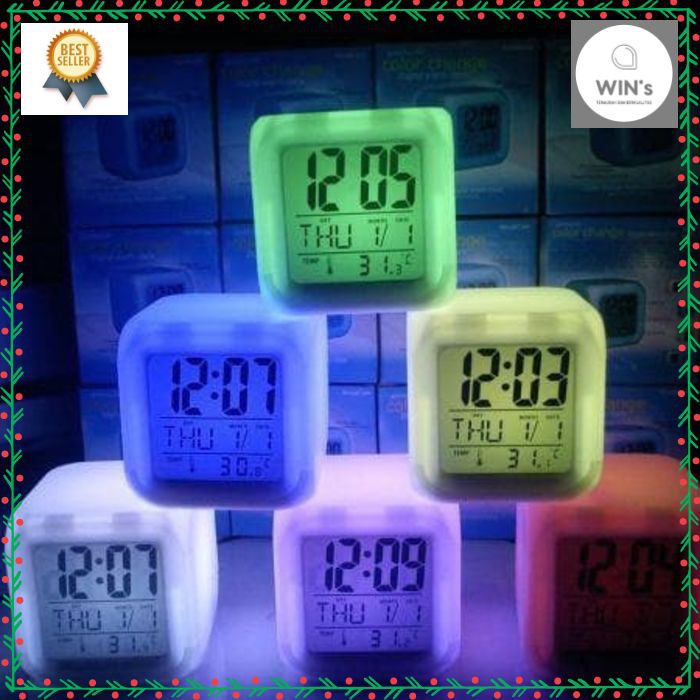 C723 JAM MOODY KUBUS BERUBAH 7 WARNA MOODY CLOCK JAM MOODY CLOCK DIGITAL JAM MEJA MOODY JAM KUBUS