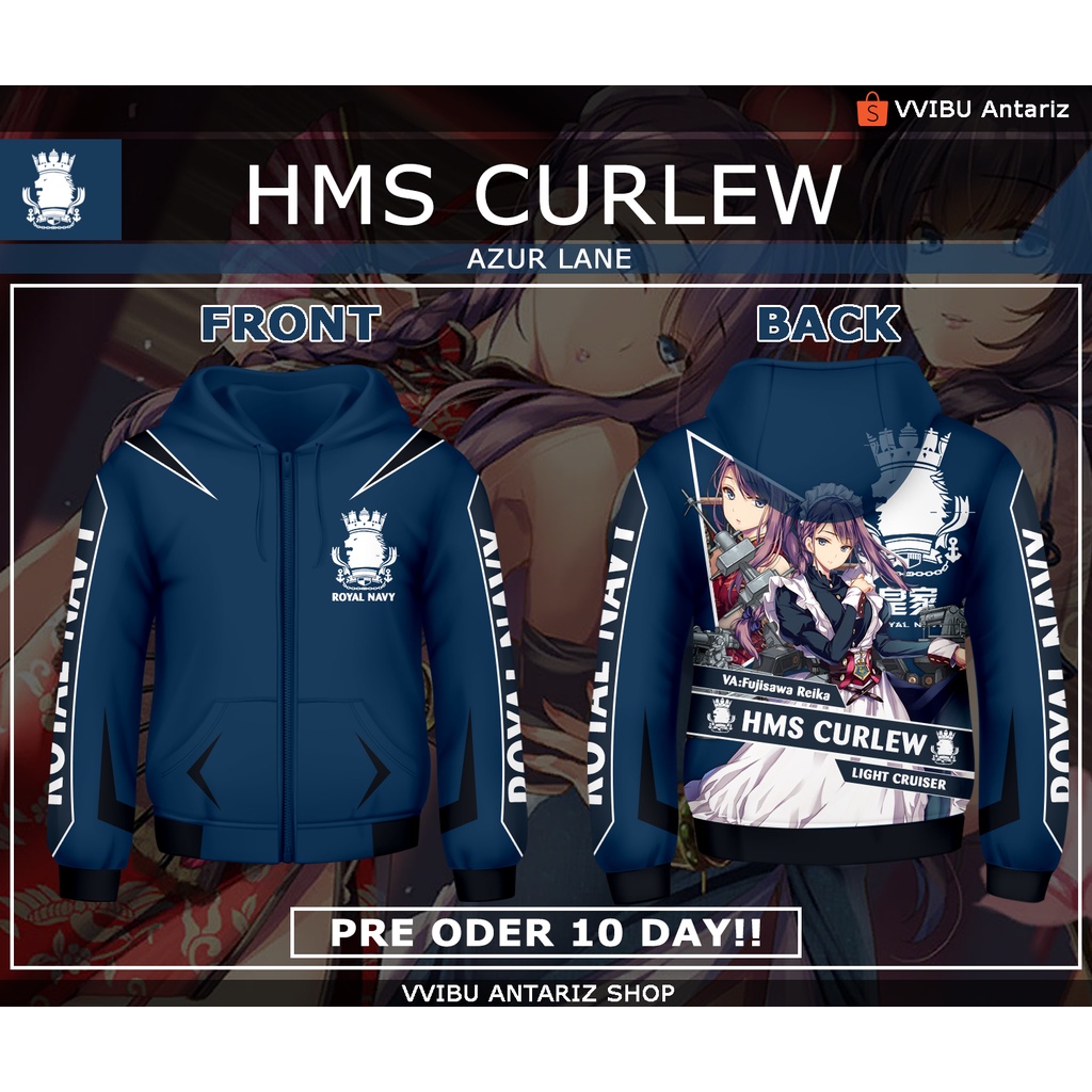 Jaket Hoodie Fullprint Anime Azur Lane HMS Curlew