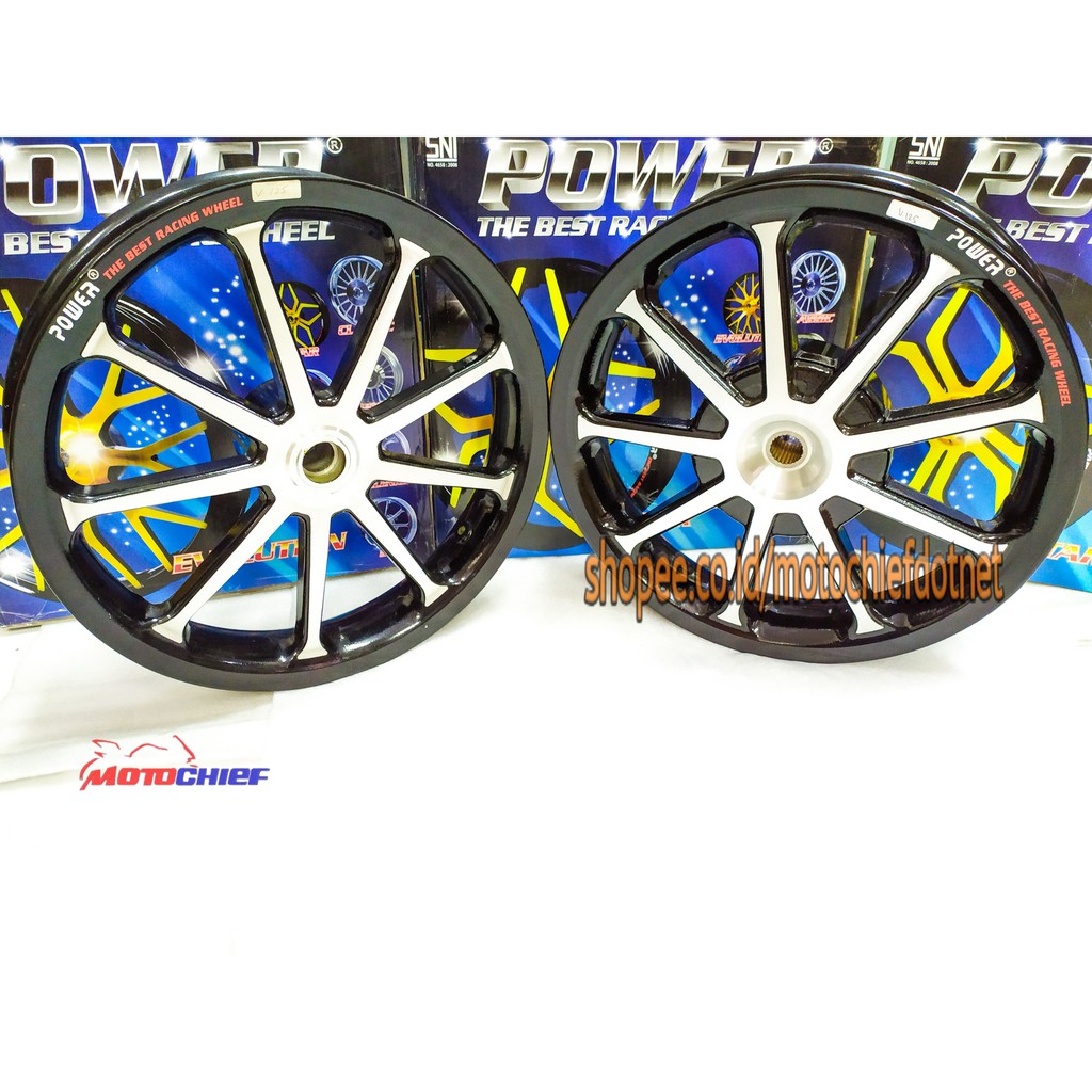 Velg Racing Tapak Lebar Power Sun Vario 125 / 150 Black/Chrome