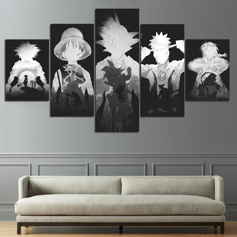 5Pcs Poster Gambar  Anime  Dragon Ball Goku One Piece Luffy 