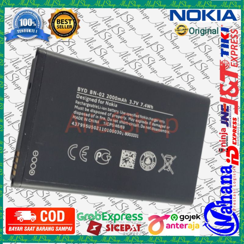 Batrai Nokia BYD XL BN-02 Batre BT BYD BN02 Baterai Original Battery