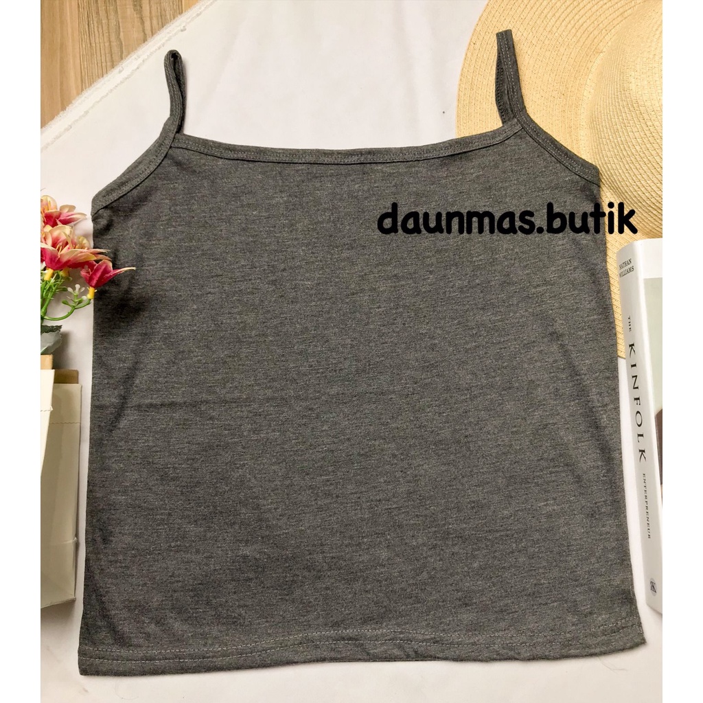 1KG MUAT 10PCS | TANKTOP TALI TANK TOP TALI KECIL SPANDEK RAYON SUPER ADEM-TANKTOP TALI ABU TUA
