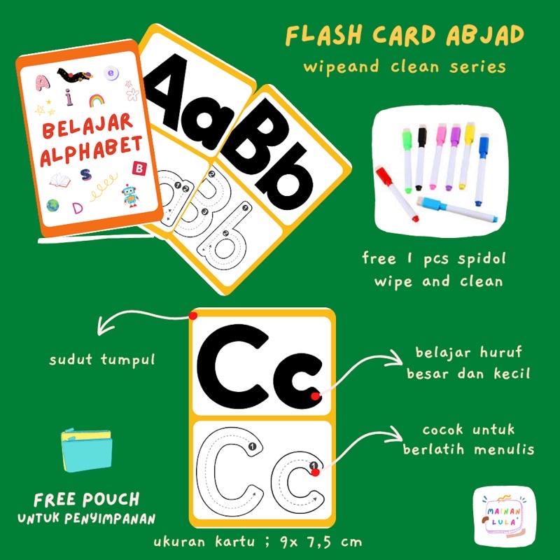 mainan edukasi kartu abjad flash card abjad huruf alphabet belajar menulis huruf