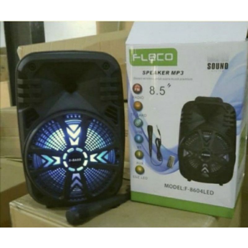 Speaker Bluetooth Aktif Fleco 8'5 Inch F-8604 Led Plus Mic Remote