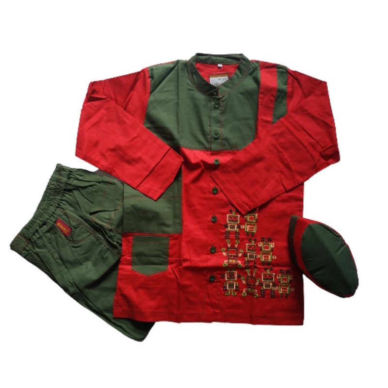 Dannis Set Koko Anak Lengan Panjang Hijau Army Coklat Merah Cabe 11