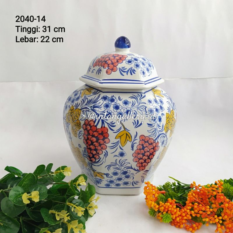 Toples Keramik Segi Enam Keramik Biru Putih