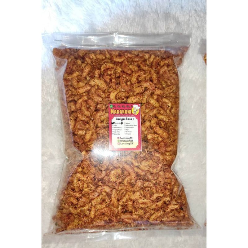 

CEMILAN LEBARAn MAKARONI KRIUK BANTET 1KG KRIUK ENAK PEDAS RENYAH