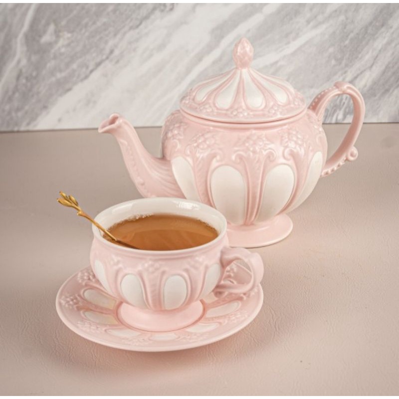 Gelas Minum Cangkir Kopi Teh Tea Cup Pot Keramik Klasik Estetik