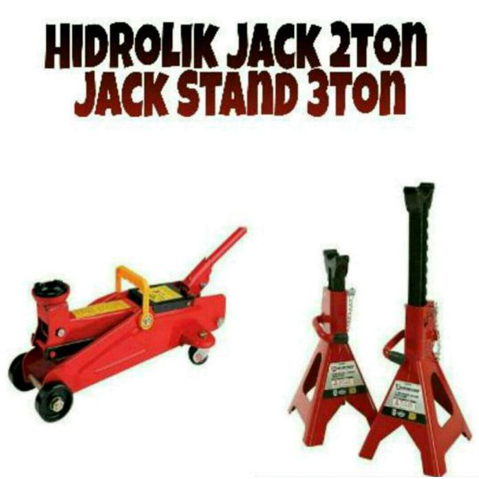 HIDROLIK JACK 2 TON + JACK STAND 3 TON / DONGKRAK BUAYA 2 TON