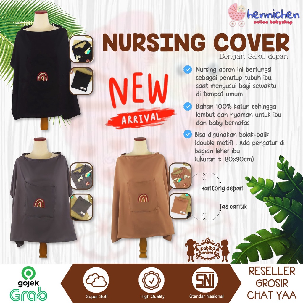 Nursing apron nursing cover dengan saku kantong nursing cover dengan saku (tutupan menyusui) Petite Mimi