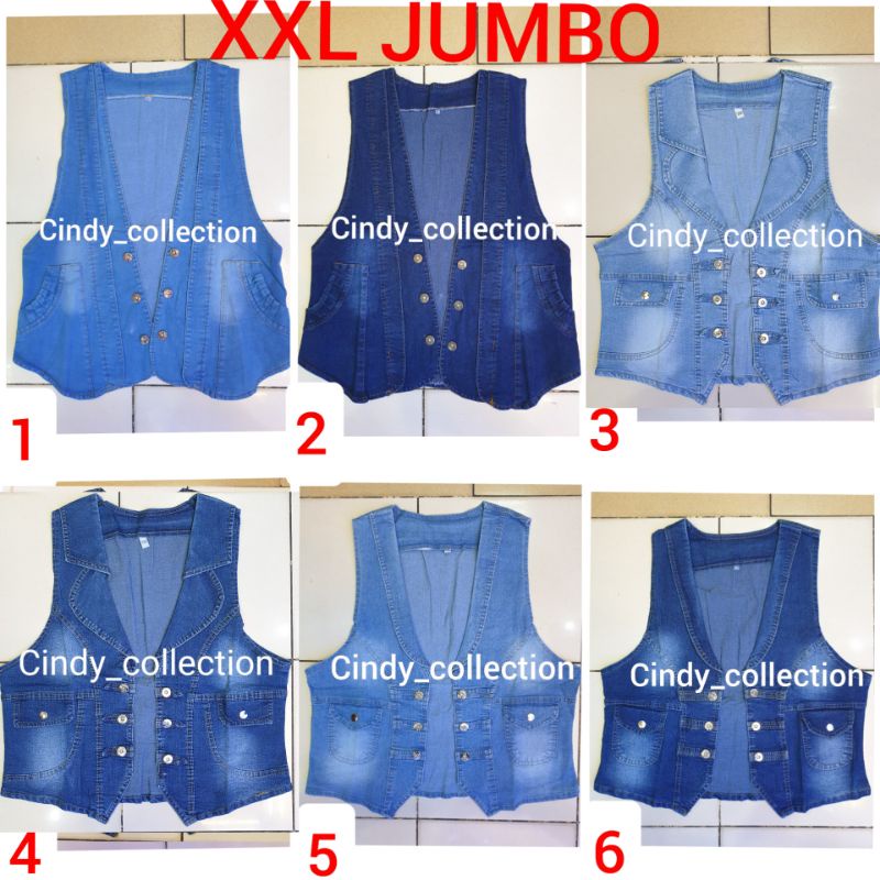 ROMPI JEANS JUMBO BIGSIZE XXL ROMPI DENIM VEST JEANS OUTER WANITA TERBARU ROMPI CEWEK ROMPI WANITA