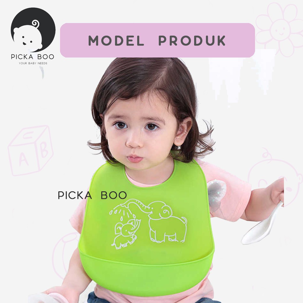 PICKA BOO Celemek Makan Bayi Bahan Silikon