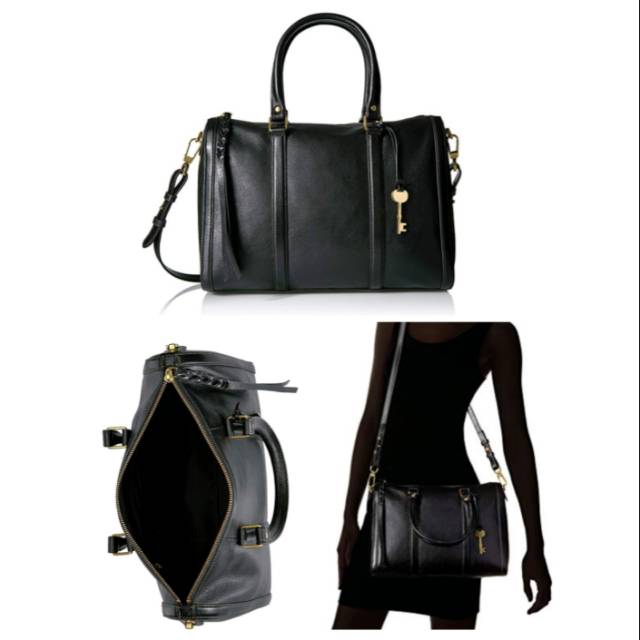Fossil Kendall Large Satchel Black