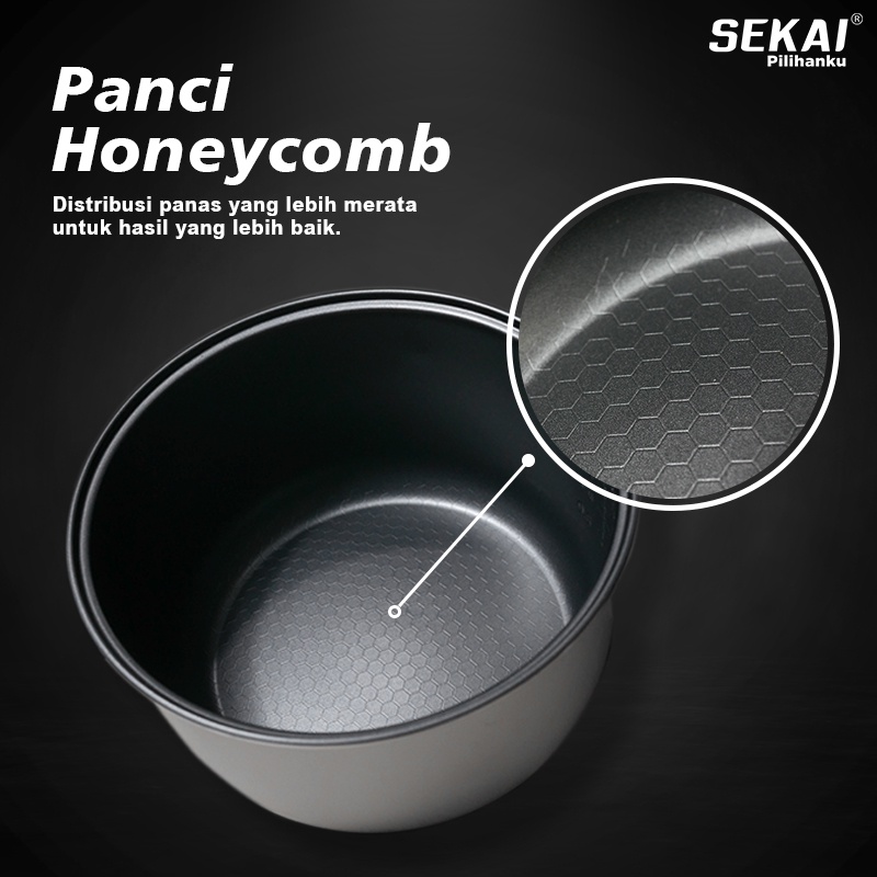 SEKAI Rice Cooker / Penanak Nasi Magic Com Penghangat Nasi 3 in 1 / Stainless Body 1.8L - CMW 520