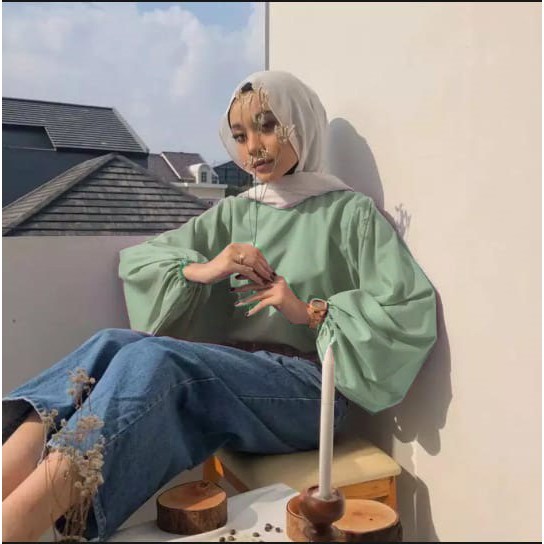 BDG_STYLE LUNA BLOUSE /ATASAN TERMURAH/TANGAN BALON TERLARIS/PAKAIAN WANITA TERBARU/BISA COD
