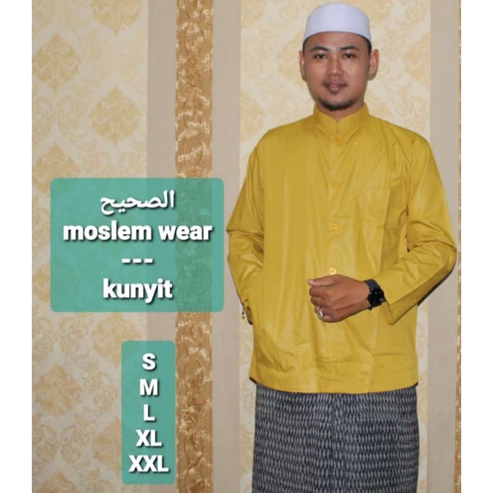 GROSIR Baju Koko As Shahih Polos Lengan Panjang Saku Samping Bahan Mengkilap Kokoh Haibah Habaib Habib Ammu Original Collection Pria Dewasa Terbaru Taqwa Kazimi El rumi Al mia Murah Putih Hitam Atasan Muslim Pria Fasion Pakaian Muslim Pria Tangan Panjang-kuning kunyit