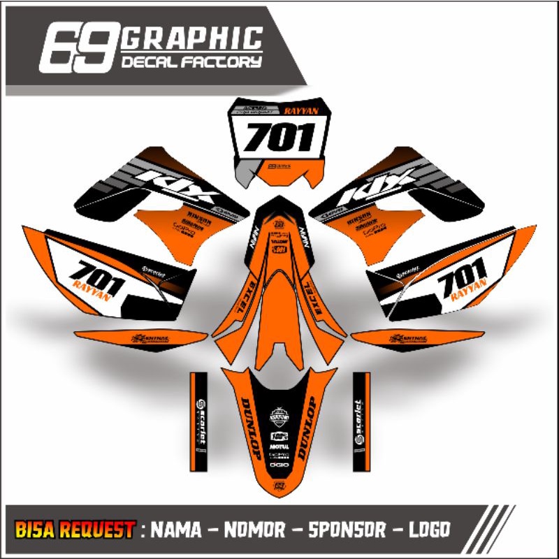 DECAL STICKER KLX OLD/KLX S FULL BODY HITAM ORANYE