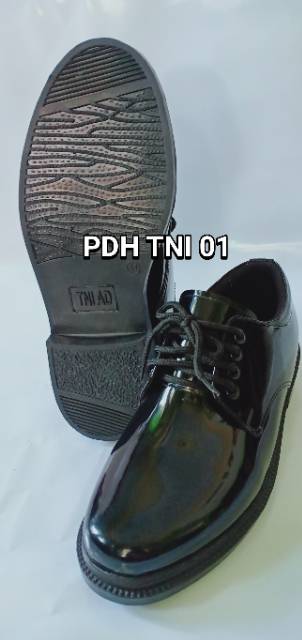 Sepatu PDH 01 TNI Pendek Kulit Asli Sepatu Dinas TNI Tali Satpam Security Sepatu Kerja Pria Bahan Kulit Asli Oxford Hitam Mengkilap