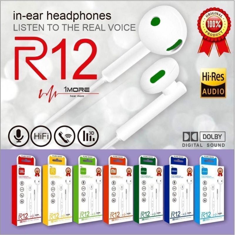 (ba) Headsfree Original Brand Seri R-12 All Brand In-Ear Headphones