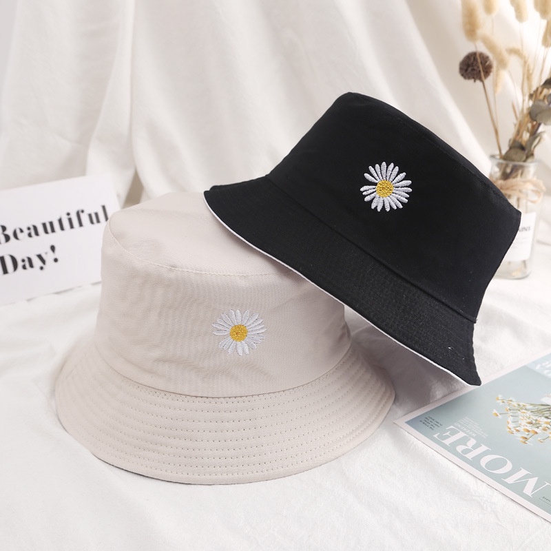 Topi Bucket Polos Bunga Flower Premium Pria Wanita Distro Korea