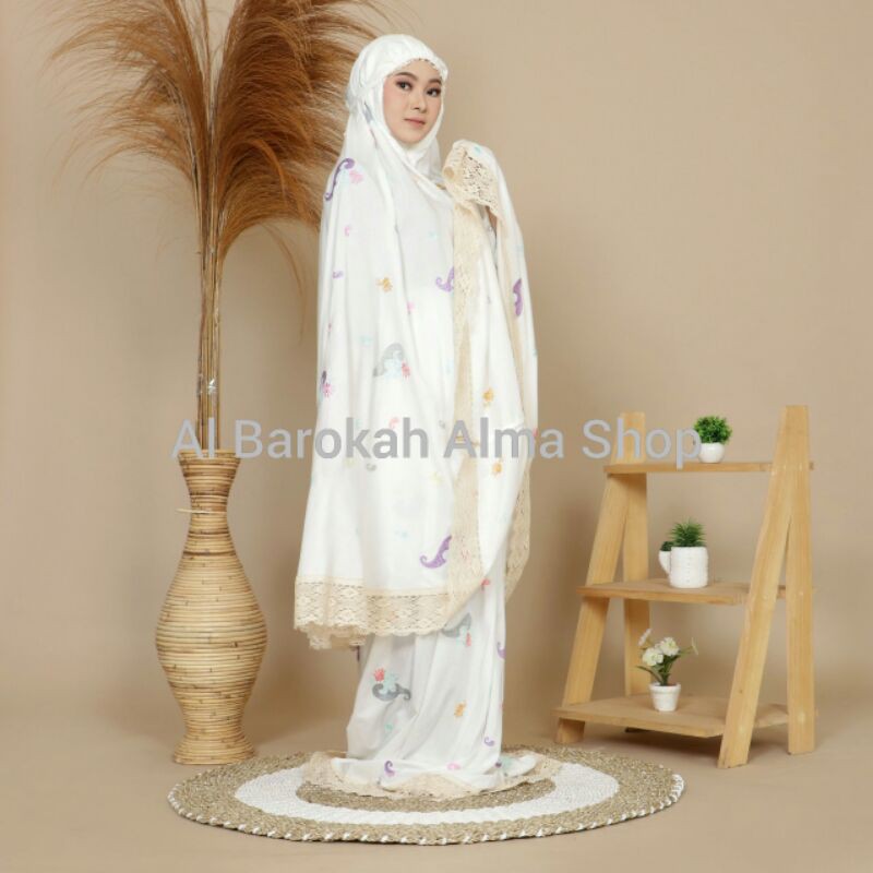 Mukena Bordir Dewasa Terbaru/Mukena Dewasa Starla/Mukena Rayon Renda Rajut