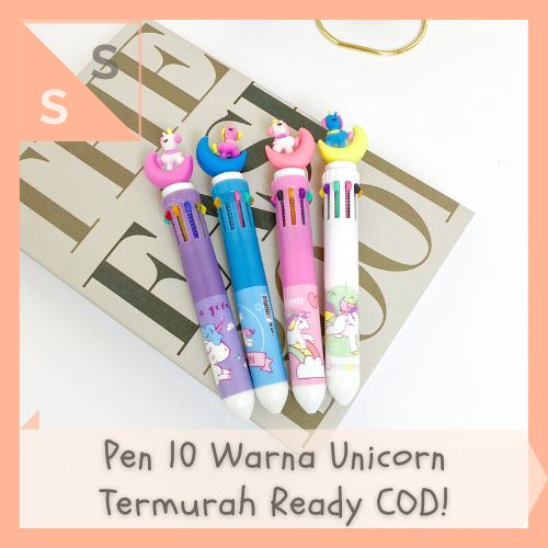 

[simplyshop] Pen / Pulpen Cetek Mekanik 10 in 1 Warna Unicorn Rainbow Kuda Poni Cute Little Pony Kartun Souvenir Alat Tulis Anak