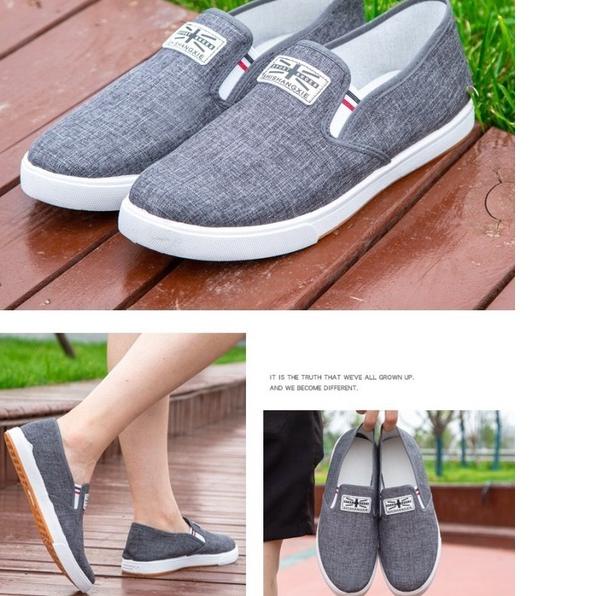 ➴ Sepatu Pria Casual Denim Canvas Shoes Slip On Men Shoes Spatu SlipOn Cowok Fashion Keren Kekinian
