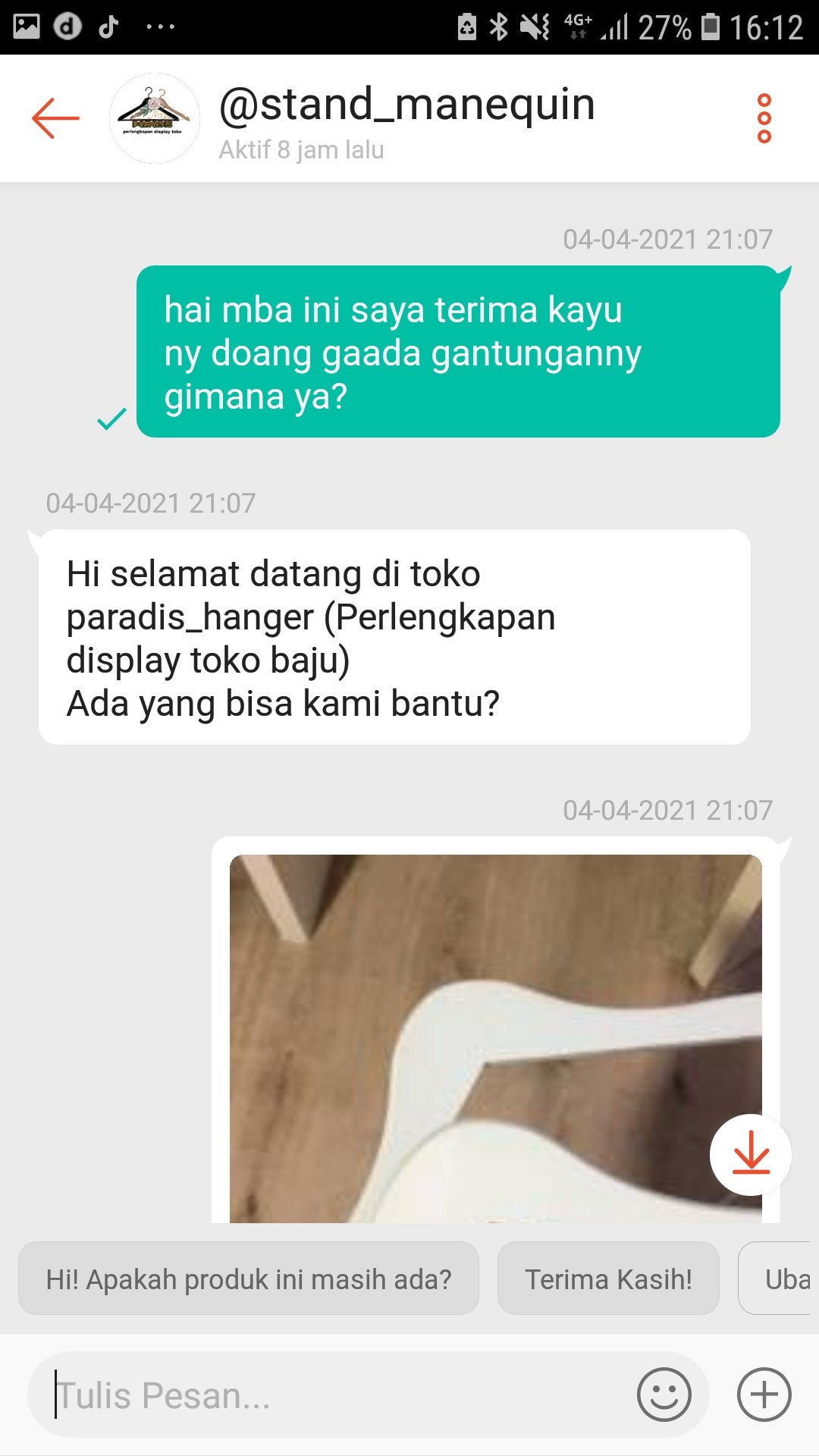 Hanger Jepit Kayu Putih 08