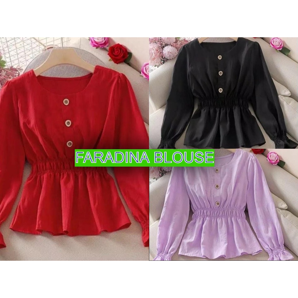 Dinara top - ANDIN ALDEBARAN REGINA TOP BLOUSE FULL KANCING LENGAN KERUT / LENGAN BALON / LENGAN TEROMPET