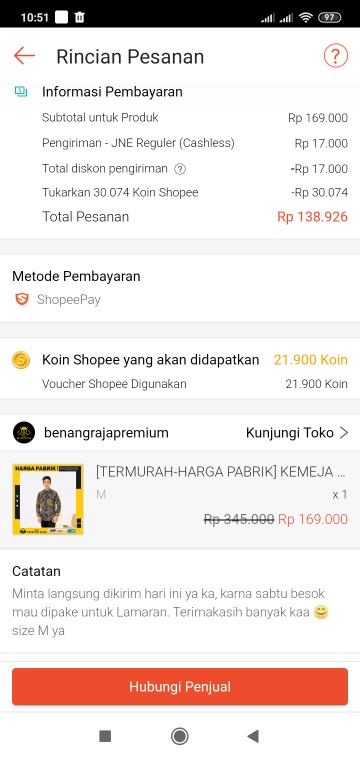 Benang Raja Kemeja Batik Pria Lengan Panjang Premium
