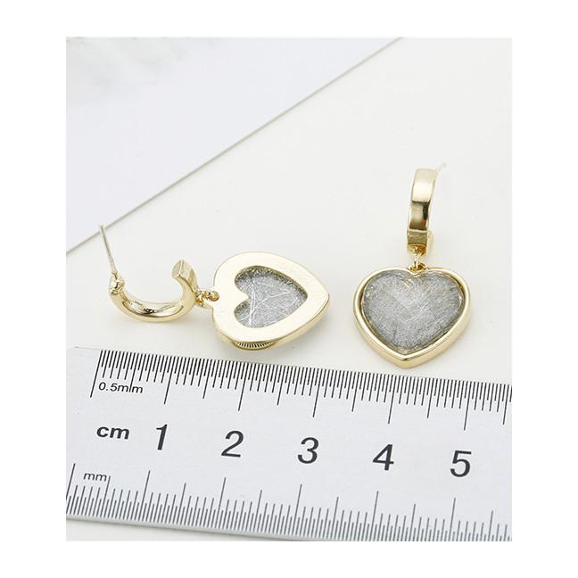 LRC Anting Tusuk Fashion Golden Love Hair Silk Resin Earrings D76611