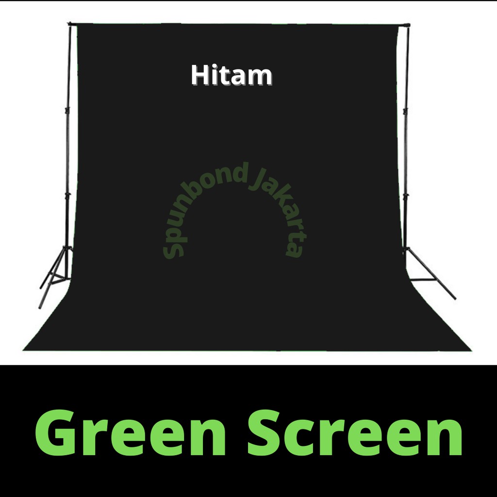 

2 meter green screen Hitam 75 gsm background back drop kain spunbond - Hitam 75gsm, P 2m x L 1.60m