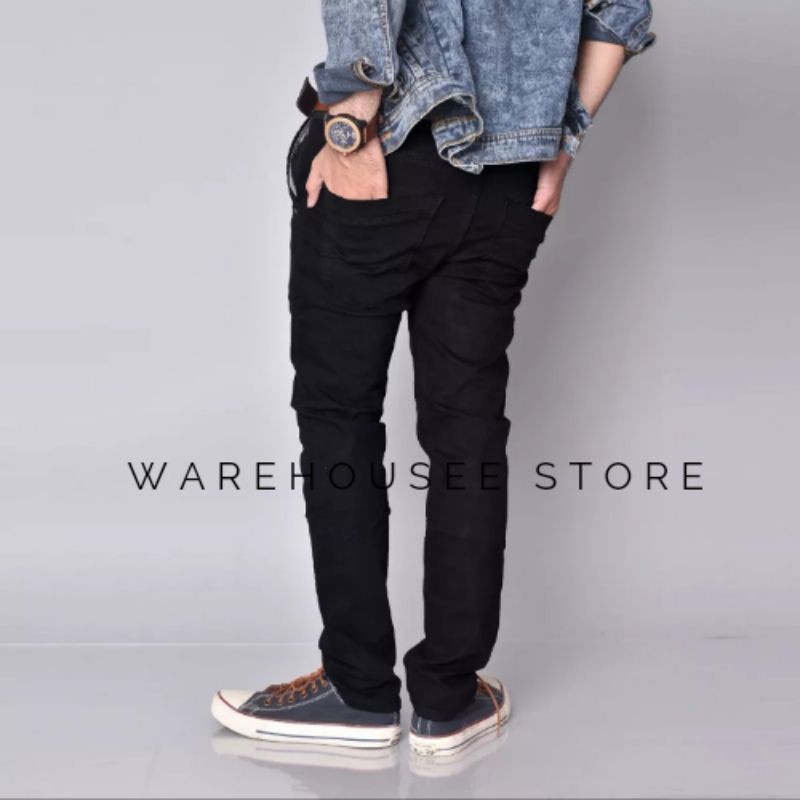 JEANS SKINNY / Celana Pensil / Long Basic Skinny Jeans Black / DEWASA &amp; ANAK