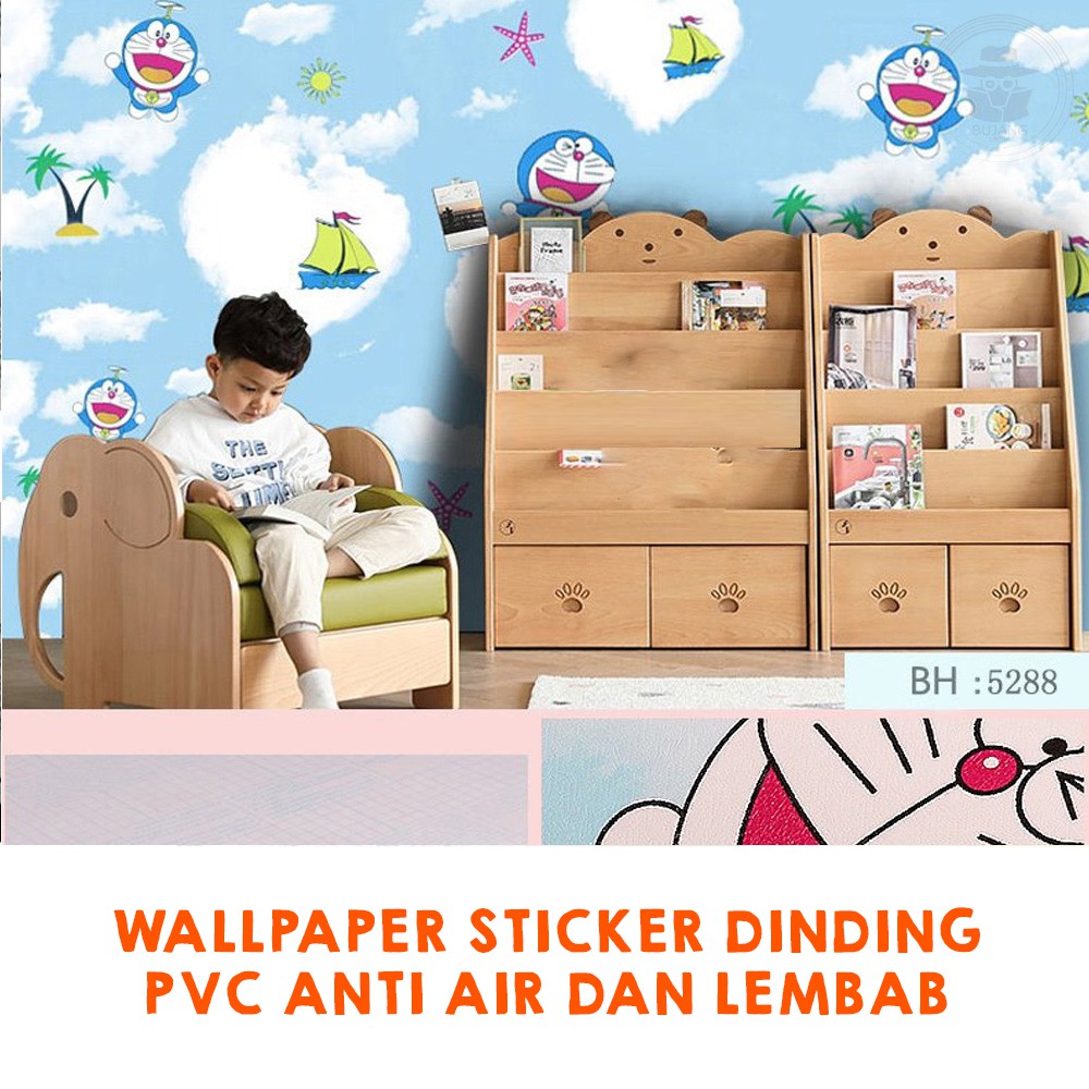 Wallpaper Stiker Dinding | Walpaper dinding Kamar Tidur | Wallpaper Promo |DORAEMON PANTAI