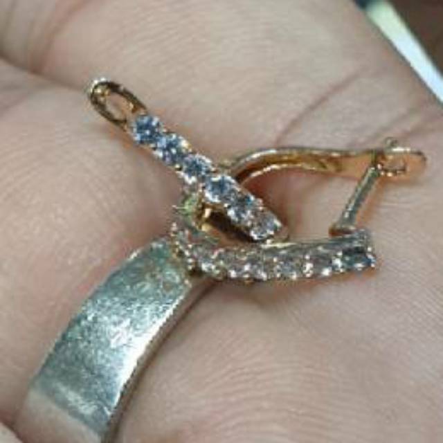 Anting jepit emas asli list matamata