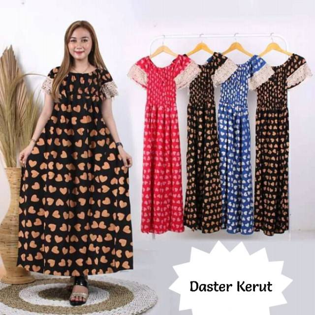 Daster yukensi smoke kerut dada dress lengan ecer bisa pilih motif
