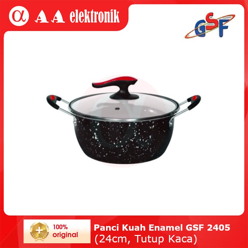 Panci Kuah Enamel GSF 2405 (24cm, Tutup Kaca)