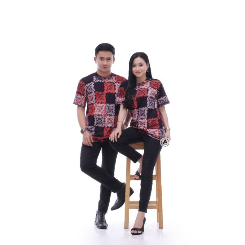 T-SHIRT COUPLE MOTIF BATIK CAP KATUN OVERSIZE XXXL JUMBO TERLARIS