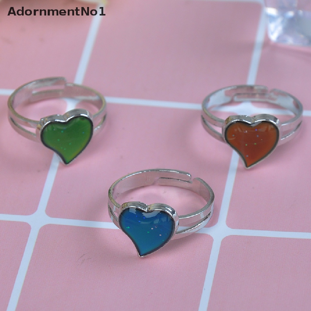 (AdornmentNo1) Cincin Mood ring Adjustable Berubah Warna Sesuai Suhu Bentuk Hati