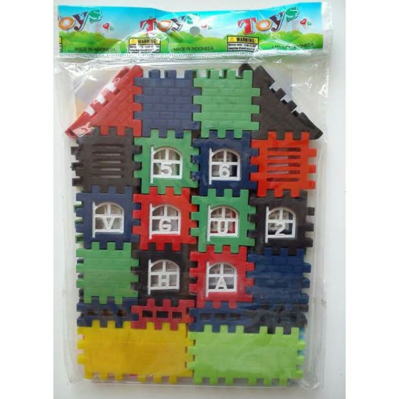 ( BISA COD ) Mainan Edukasi Anak Puzzle Blok Rumah isi 40 pcs 333 - Funny Block