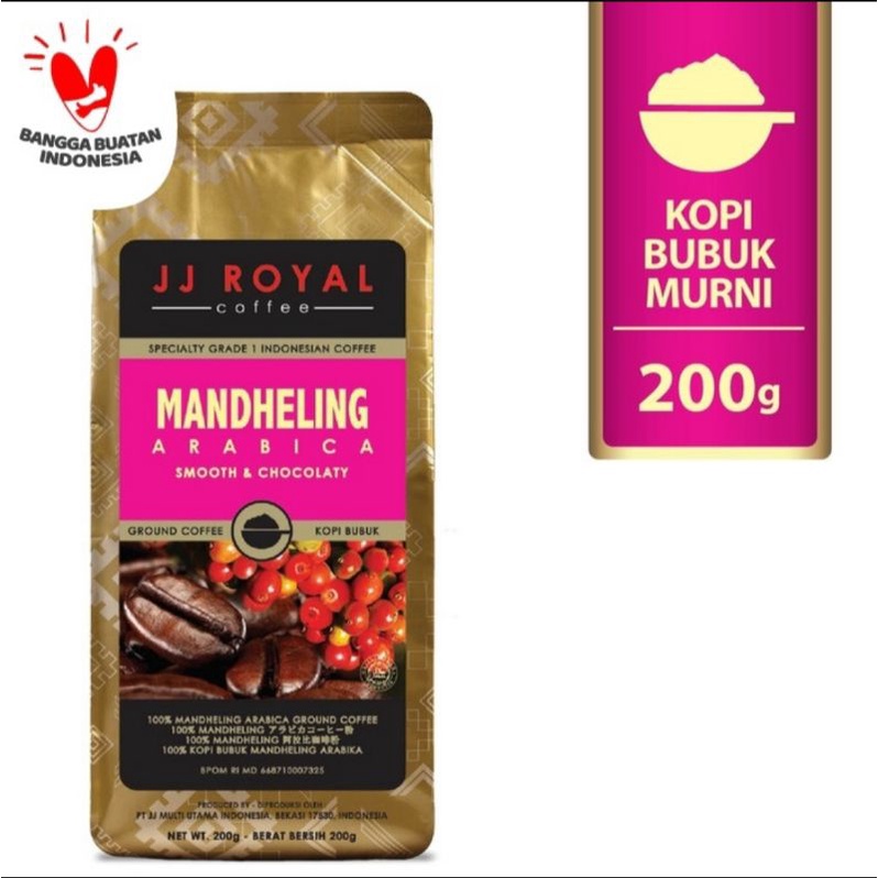 

Kopi JJ Royal Mandheling Arabica Ground Bag 200gr | Coffee Cofee Bubuk